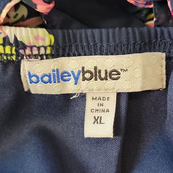 BaileyBlue Cute Sleeveless Dress ~ Sz XL ~ Blue & Pink ~ Floral - Picture 6 of 7